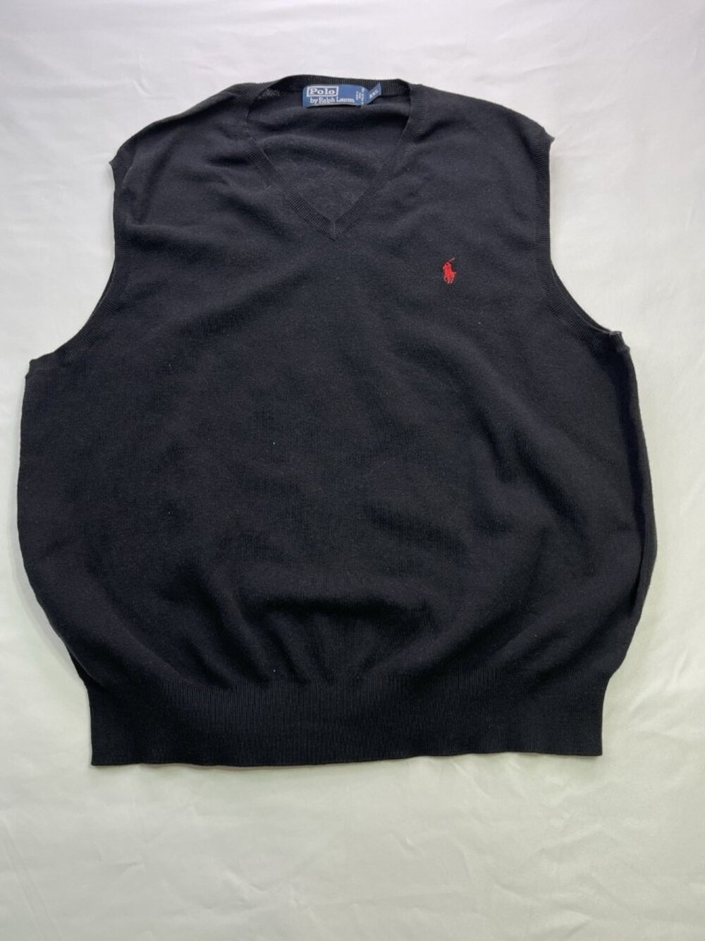 Polo Ralph Lauren Sweater Vest Mens 2XL Black Pullover Pima V Neck Red Pony